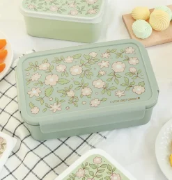A Little Lovely Company Blossoms | Lunch & Snack Boxes-Bento lunch box: Blossoms - sage