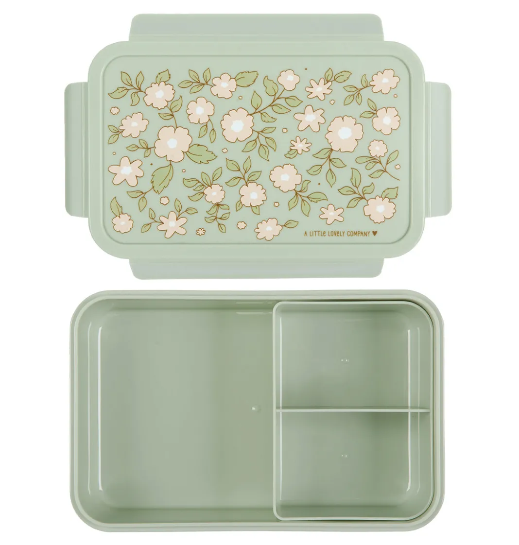 A Little Lovely Company Blossoms | Lunch & Snack Boxes-Bento lunch box: Blossoms - sage