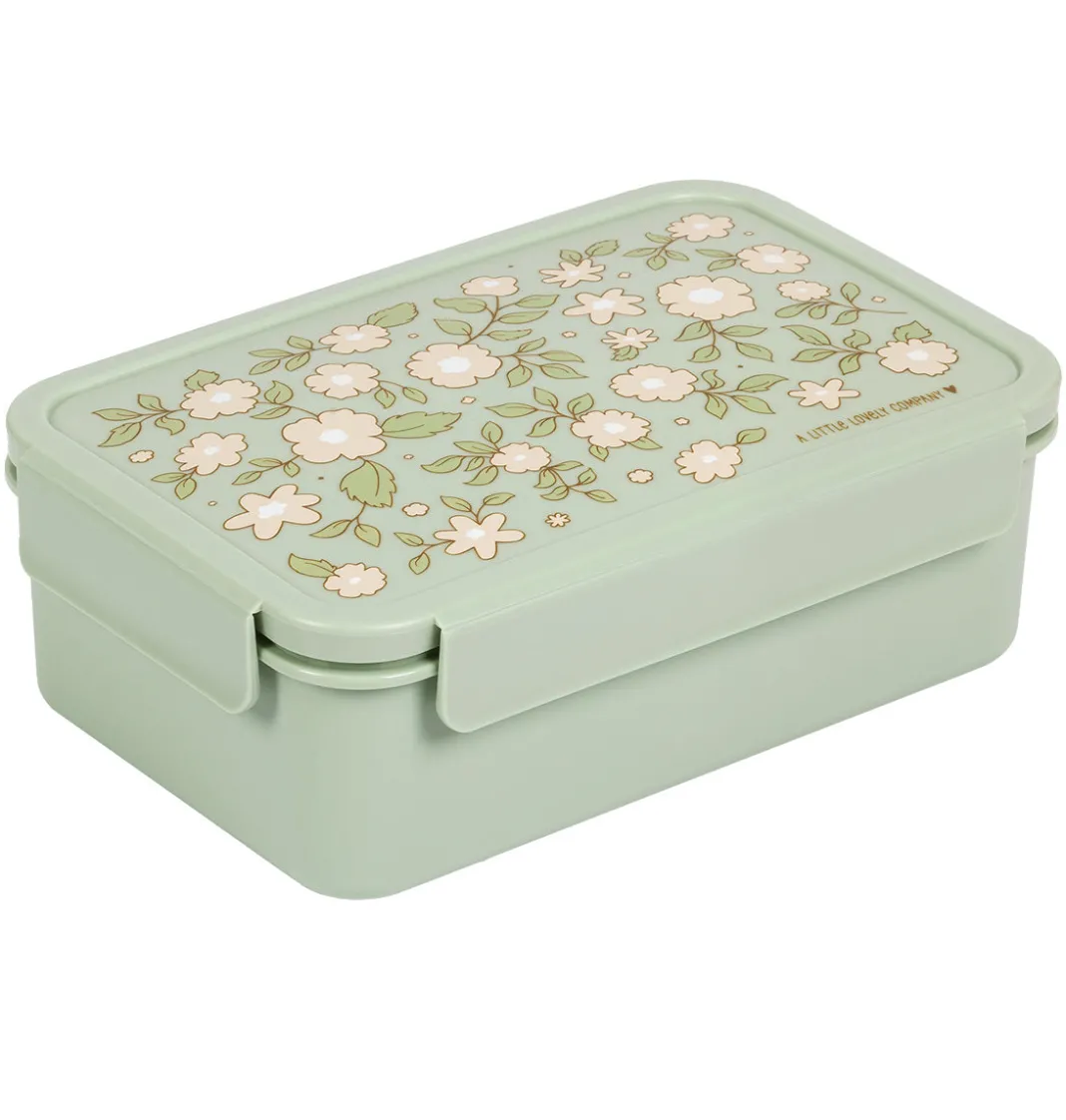 A Little Lovely Company Blossoms | Lunch & Snack Boxes-Bento lunch box: Blossoms - sage