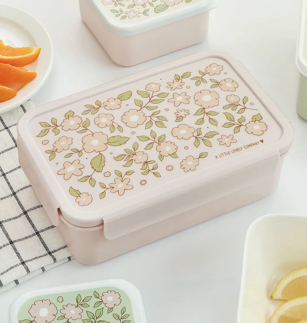 A Little Lovely Company Blossoms | Lunch & Snack Boxes-Bento lunch box: Blossoms - pink