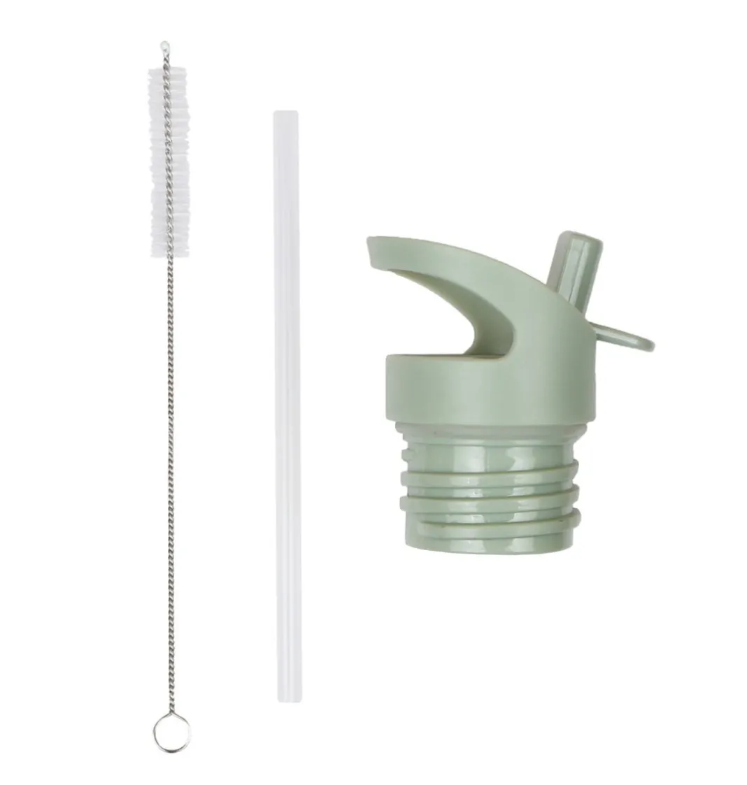 A Little Lovely Company Blossoms | Drink Bottles-Lid, straw & brush set: Blossom - sage