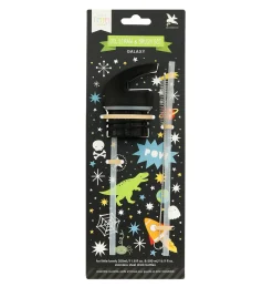 A Little Lovely Company Galaxy | Drink Bottles-Lid, straw & brush set: Galaxy