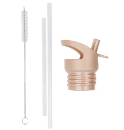 A Little Lovely Company Rainbows | Drink Bottles-Lid, straw & brush set: Rainbows