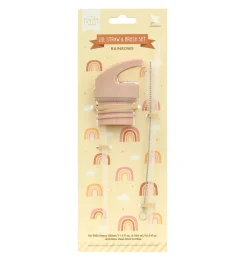 A Little Lovely Company Rainbows | Drink Bottles-Lid, straw & brush set: Rainbows