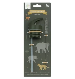 A Little Lovely Company Savanna | Drink Bottles-Lid, straw & brush set: Savanna