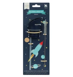 A Little Lovely Company Space | Drink Bottles-Lid, straw & brush set: Space