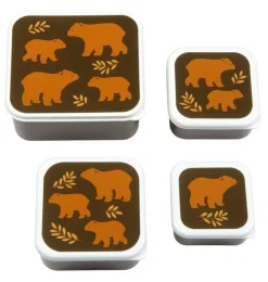 A Little Lovely Company Beren | Lunch & Snack Boxes-Lunch & snack box set: Bears
