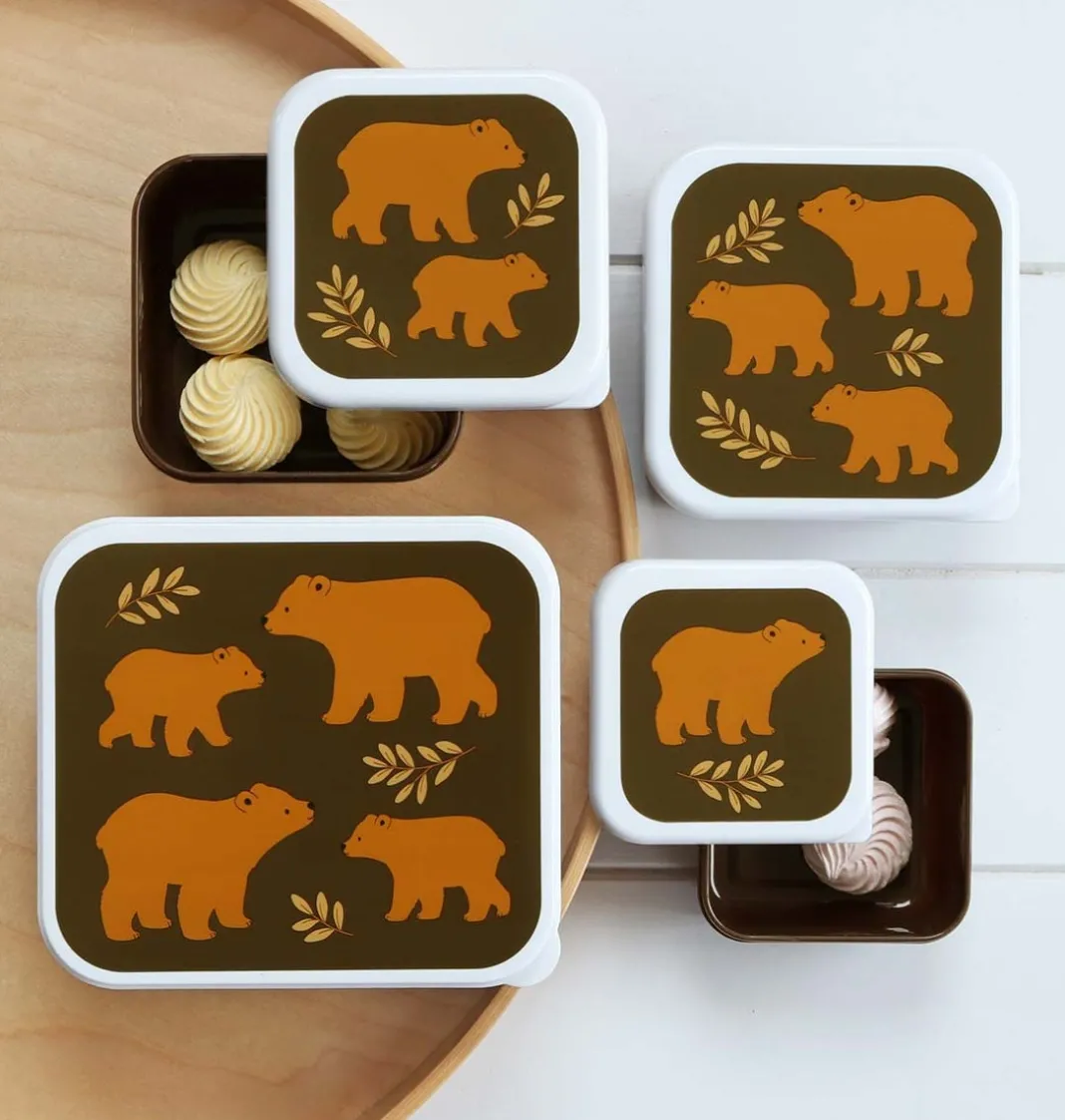 A Little Lovely Company Beren | Lunch & Snack Boxes-Lunch & snack box set: Bears