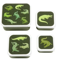 A Little Lovely Company Crocodiles | Lunch & Snack Boxes-Lunch & snack box set: Crocodiles