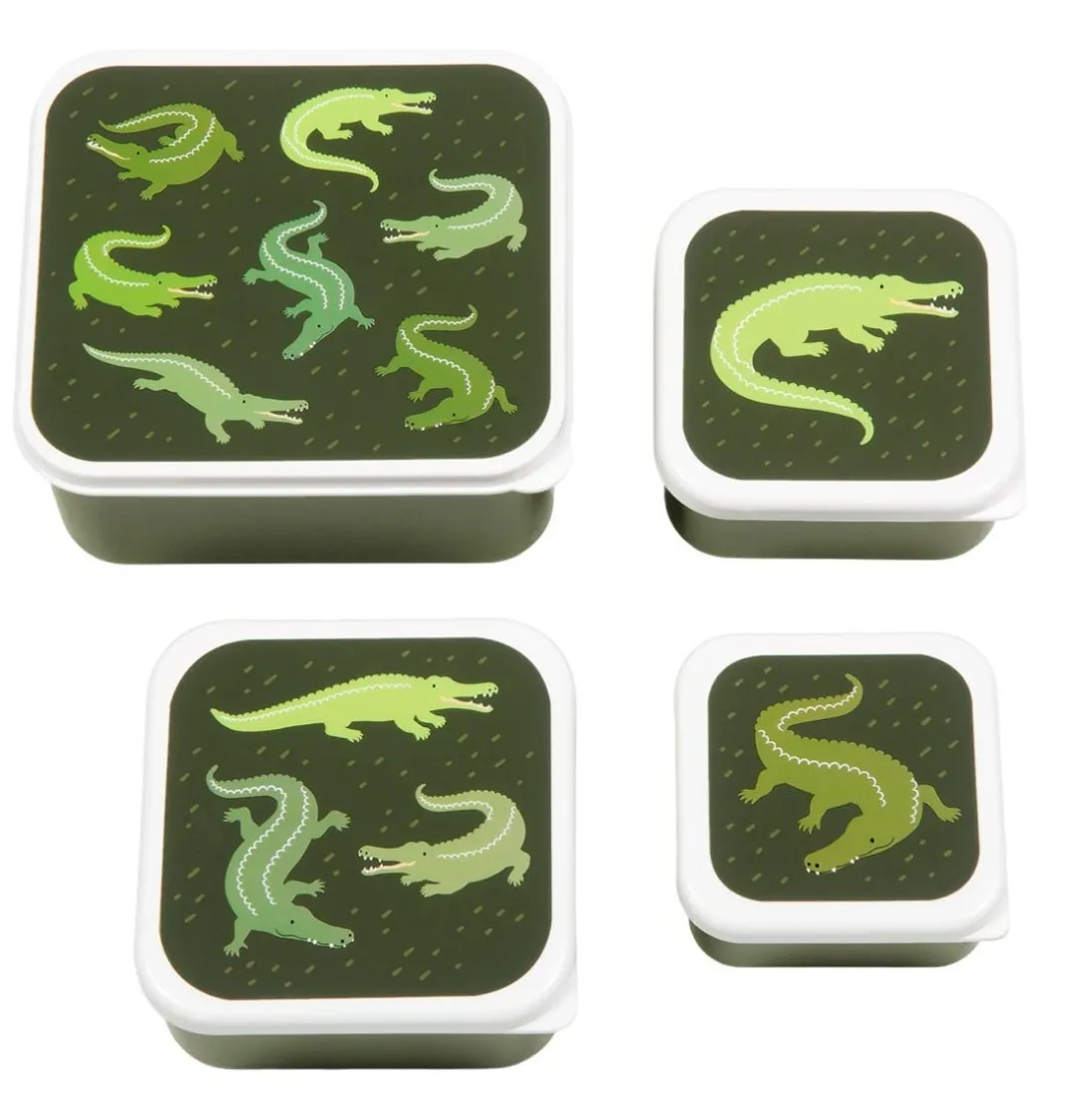 A Little Lovely Company Crocodiles | Lunch & Snack Boxes-Lunch & snack box set: Crocodiles