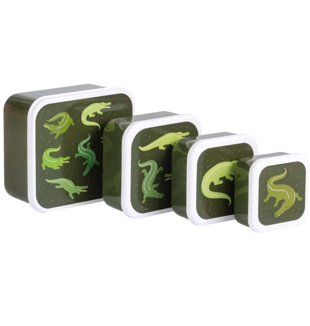 A Little Lovely Company Crocodiles | Lunch & Snack Boxes-Lunch & snack box set: Crocodiles
