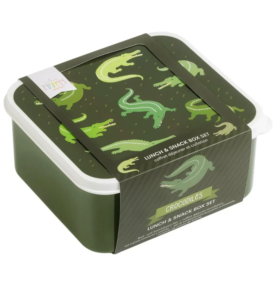 A Little Lovely Company Crocodiles | Lunch & Snack Boxes-Lunch & snack box set: Crocodiles