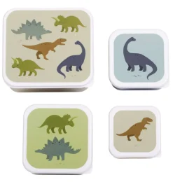 A Little Lovely Company Dinosaurs | Lunch & Snack Boxes-Lunch & snack box set: Dinosaurs