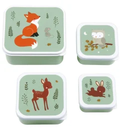 A Little Lovely Company Forest Friends | Lunch & Snack Boxes-Lunch & snack box set: Forest friends - sage