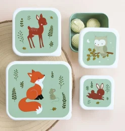 A Little Lovely Company Forest Friends | Lunch & Snack Boxes-Lunch & snack box set: Forest friends - sage