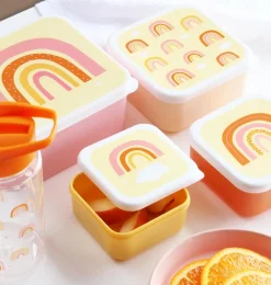 A Little Lovely Company Rainbows | Lunch & Snack Boxes-Lunch & snack box set: Rainbows