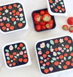 A Little Lovely Company Strawberries | Lunch & Snack Boxes-Lunch & snack box set: Strawberries