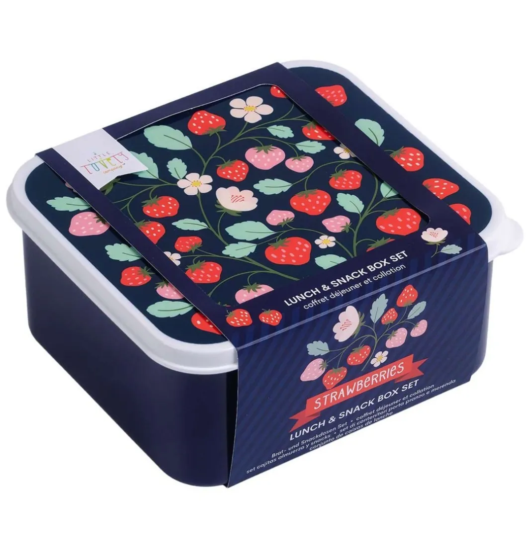 A Little Lovely Company Strawberries | Lunch & Snack Boxes-Lunch & snack box set: Strawberries