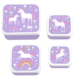 A Little Lovely Company Unicorn | Unicorn Dreams-Lunch & snack box set: Unicorn Dreams