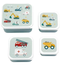A Little Lovely Company Vehicles | Lunch & Snack Boxes-Lunch & snack box set: Vehicles