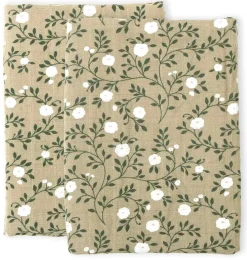 A Little Lovely Company Muslin Cloths-Muslin cloth set of 2: Blossom - dark sage