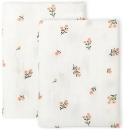A Little Lovely Company Muslin Cloths-Muslin cloth set of 2: Little flowers
