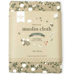A Little Lovely Company Muslin Cloths Xl | Muslin Cloths-Muslin cloth XL: Blossom - dark sage