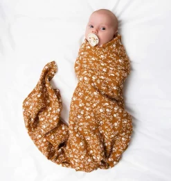 A Little Lovely Company Muslin Cloths Xl | Muslin Cloths-Muslin cloth XL: Blossom - ocher yellow