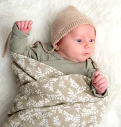 A Little Lovely Company Muslin Cloths Xl | Muslin Cloths-Muslin cloth XL: Leaves - taupe