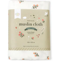 A Little Lovely Company Muslin Cloths Xl | Muslin Cloths-Muslin cloth XL: Little flowers