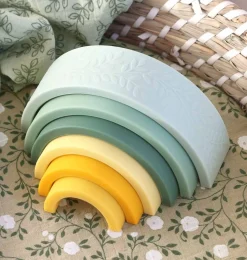 A Little Lovely Company Toys-Rainbow stacking toy: sage
