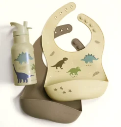 A Little Lovely Company Dinosaurs | Silicone Bibs-Silicone bibs set of 2: Dinosaurs