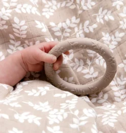A Little Lovely Company Teethers-Silicone teether: Leaves - taupe