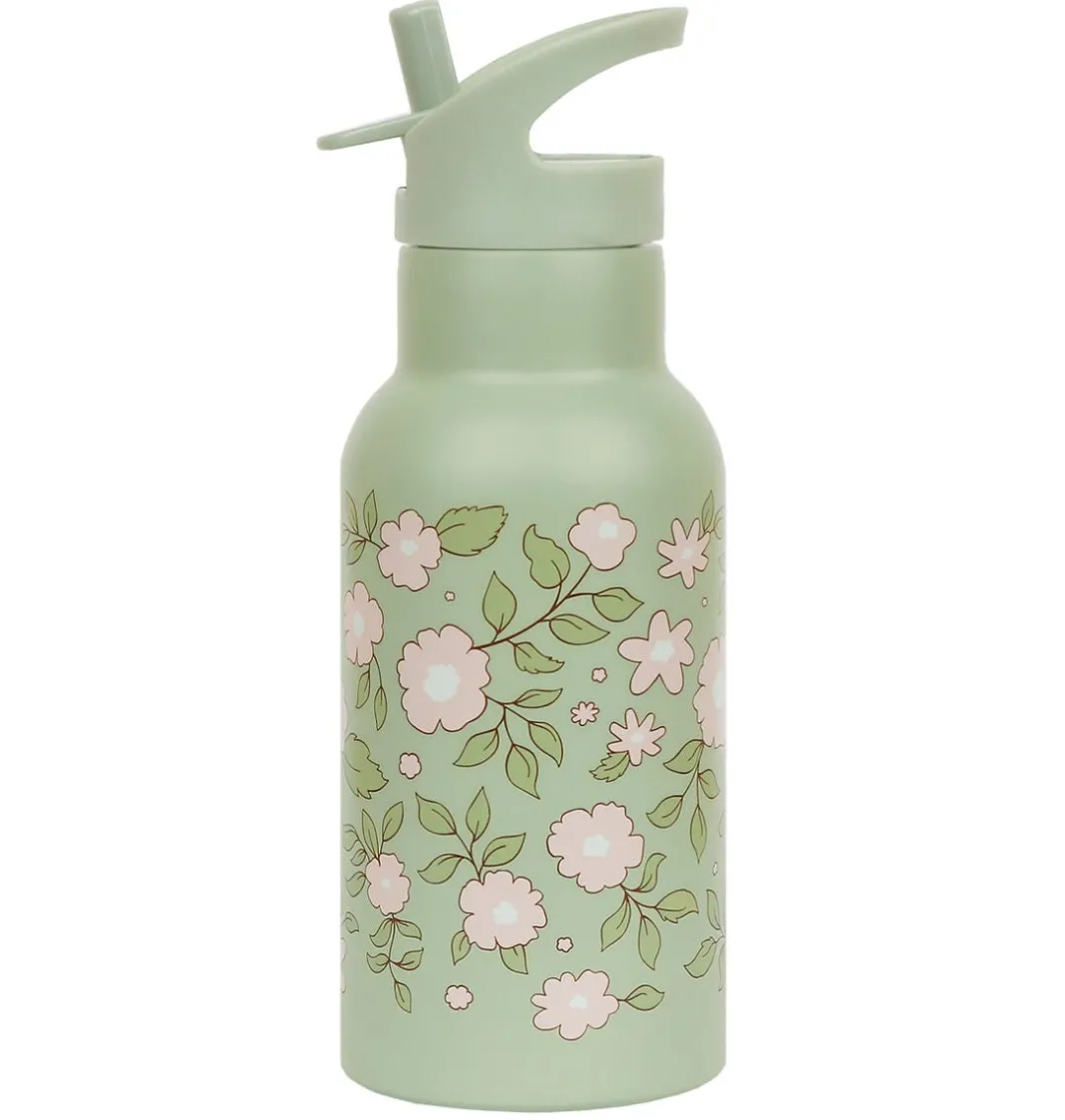 A Little Lovely Company Blossoms | Drink Bottles-Stainless steel drink bottle: Blossoms - sage