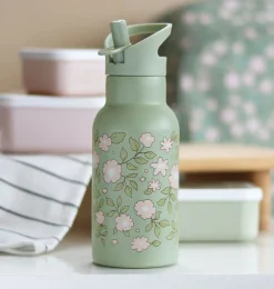 A Little Lovely Company Blossoms | Drink Bottles-Stainless steel drink bottle: Blossoms - sage