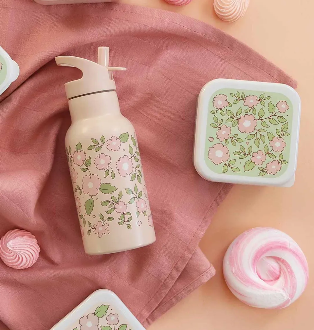 A Little Lovely Company Blossoms | Drink Bottles-Stainless steel drink bottle: Blossoms Pink