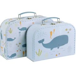 A Little Lovely Company Ocean | Suitcase Sets-Suitcase set: Ocean