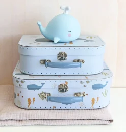 A Little Lovely Company Ocean | Suitcase Sets-Suitcase set: Ocean