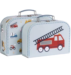 A Little Lovely Company Vehicles | Suitcase Sets-Suitcase set: Vehicles