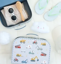 A Little Lovely Company Vehicles | Suitcase Sets-Suitcase set: Vehicles