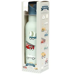 A Little Lovely Company Vehicles | Drink Bottles-XL stainless steel drink bottle: Vehicles
